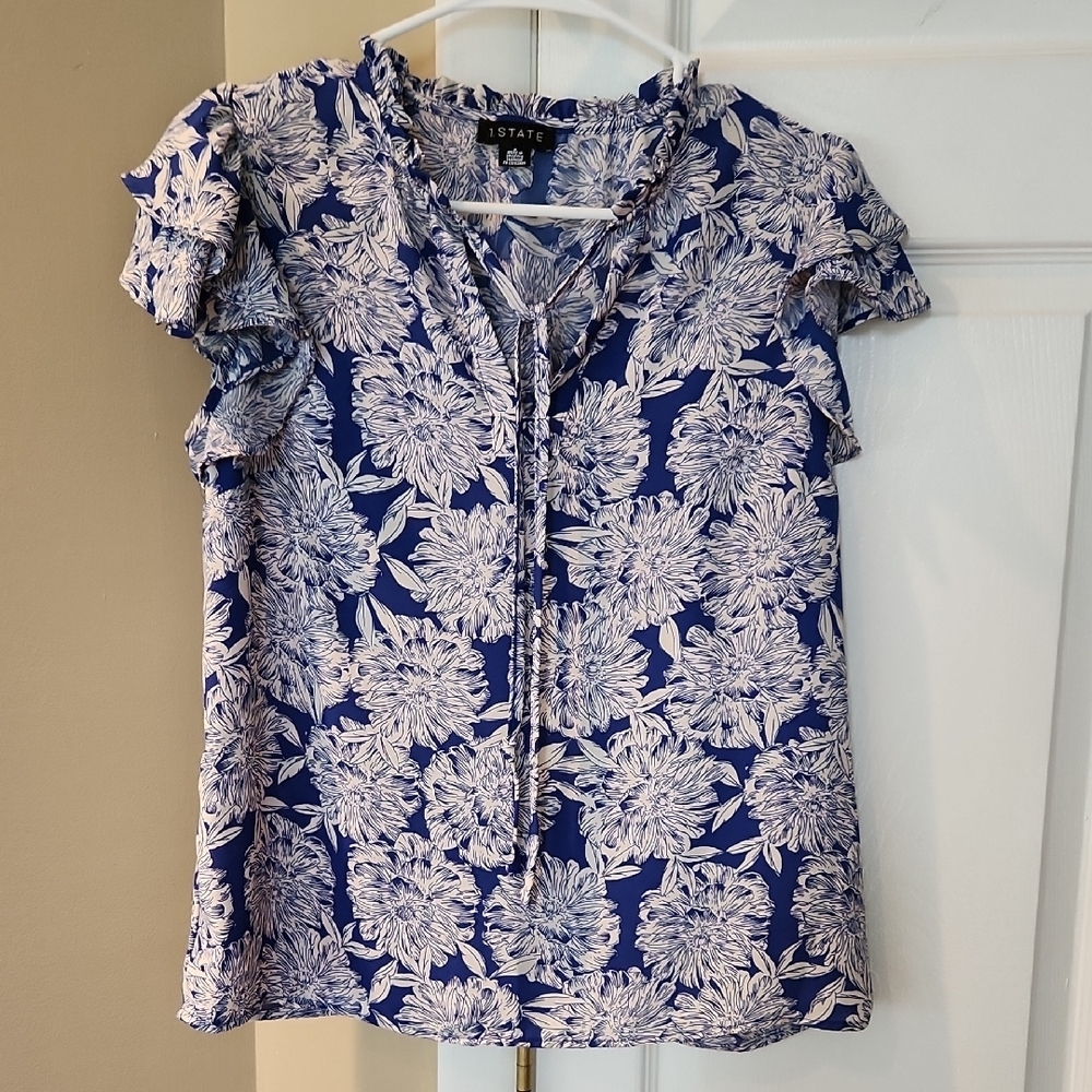 1 State Short Sleeve Flowy Blouse, Small